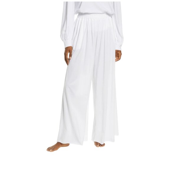 lunya Pants - Lunya Organic Pima Cotton Wide Leg Pants Womens XL White Elastic Waist Lounge